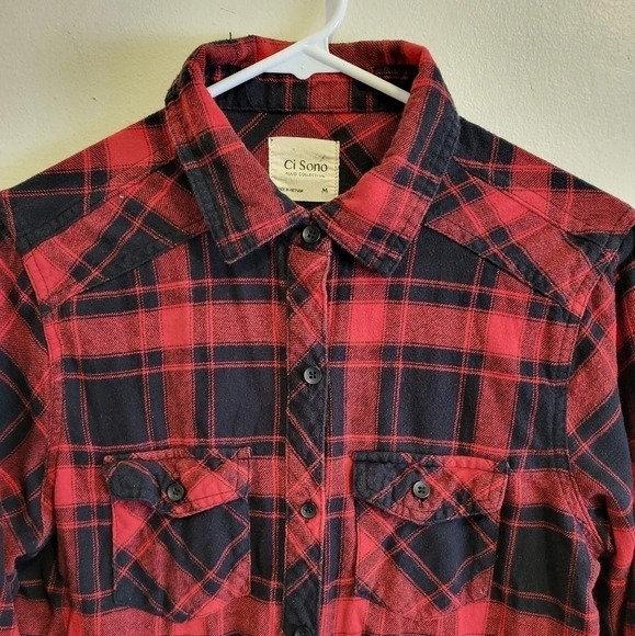 Ci Sono Women's Button Up Plaid Shirt (Size M) - Picture 3 of 4